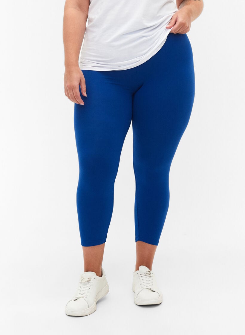 Leggings basiques longueur 3/4 en viscose, Bleu, Model image number 0