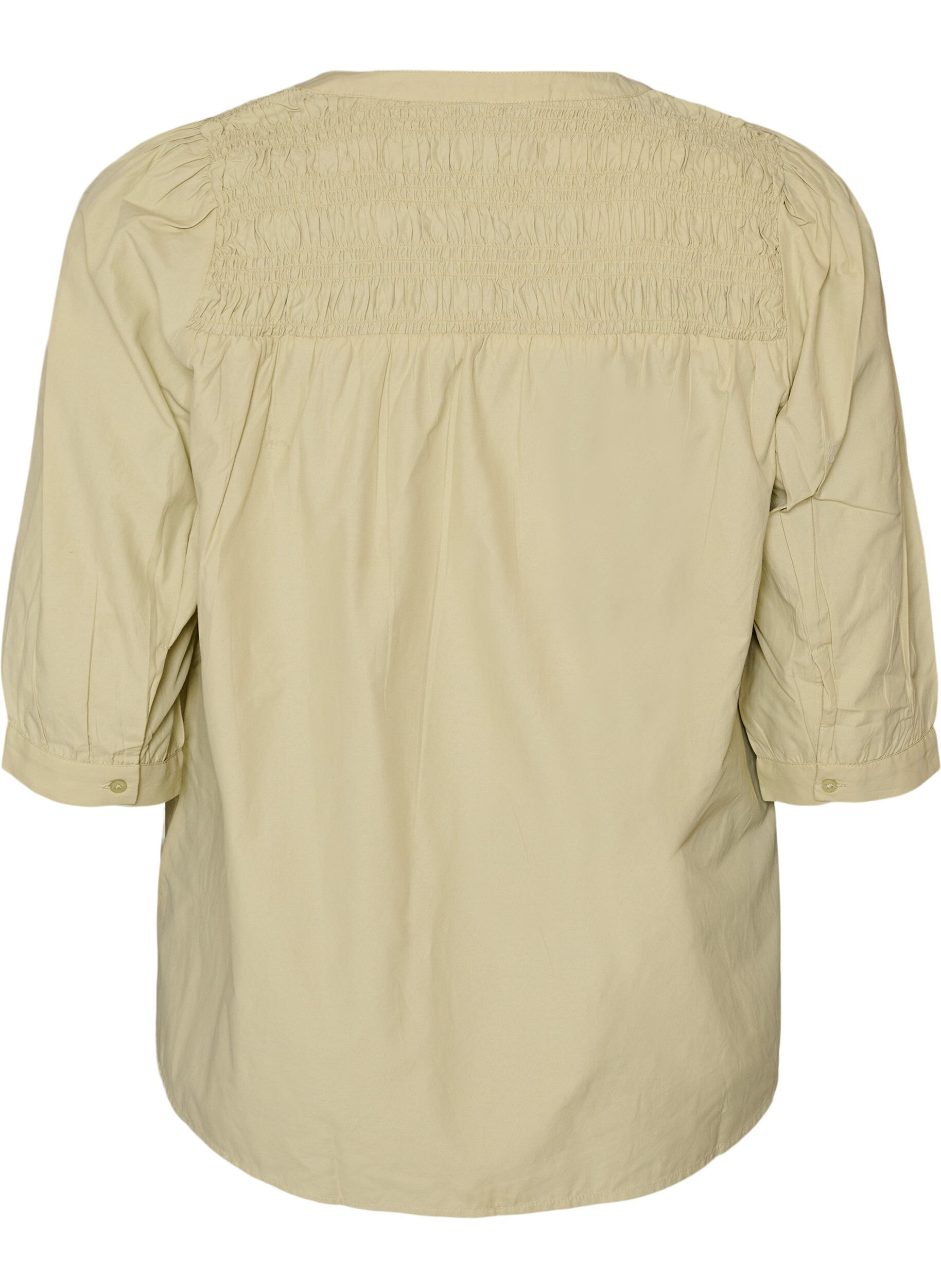ZizziBlouse met smock en 3/4-mouwen, Groen, Packshot image number 1