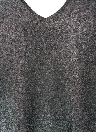 Glitter blouse met 3/4 mouwen, Black Silver , Packshot image number 2
