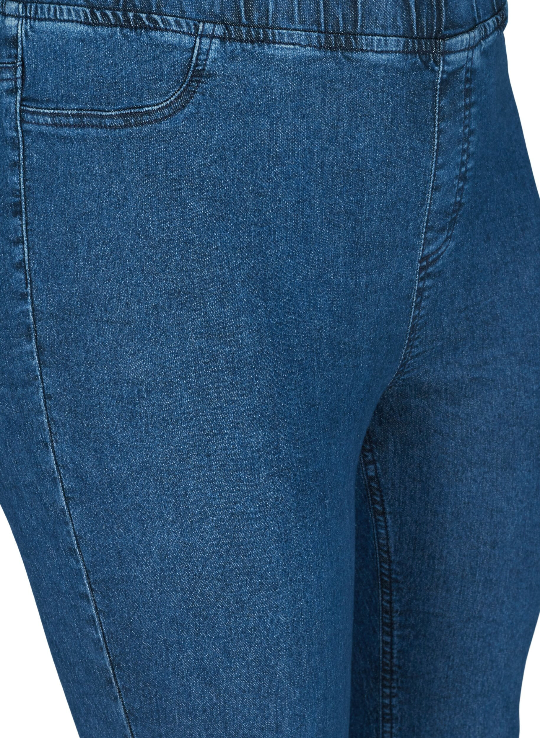 ZizziDriekwart broek in katoenmix, Dark blue denim, Packshot image number 2