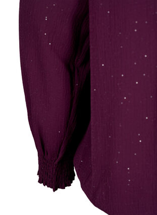 FLASH - Blouse met lange mouwen, smok en glitter	, Purple w. Silver, Packshot image number 3