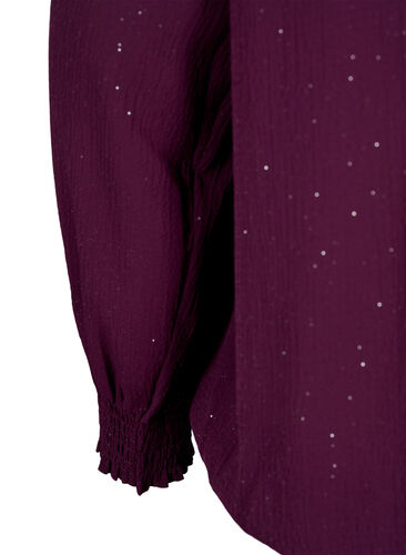 FLASH - Blouse à manches longues scintillante avec smocks	, Purple w. Silver, Packshot image number 3