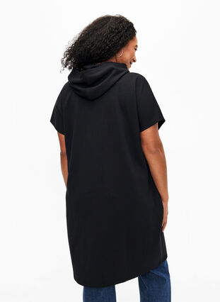 Robe sweat à manches courtes en mélange de modal, Black, Model image number 1