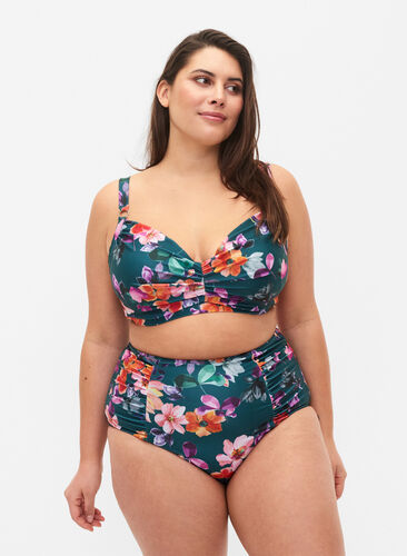 Bas de bikini à fleurs avec taille haute, Meave Print, Model image number 0