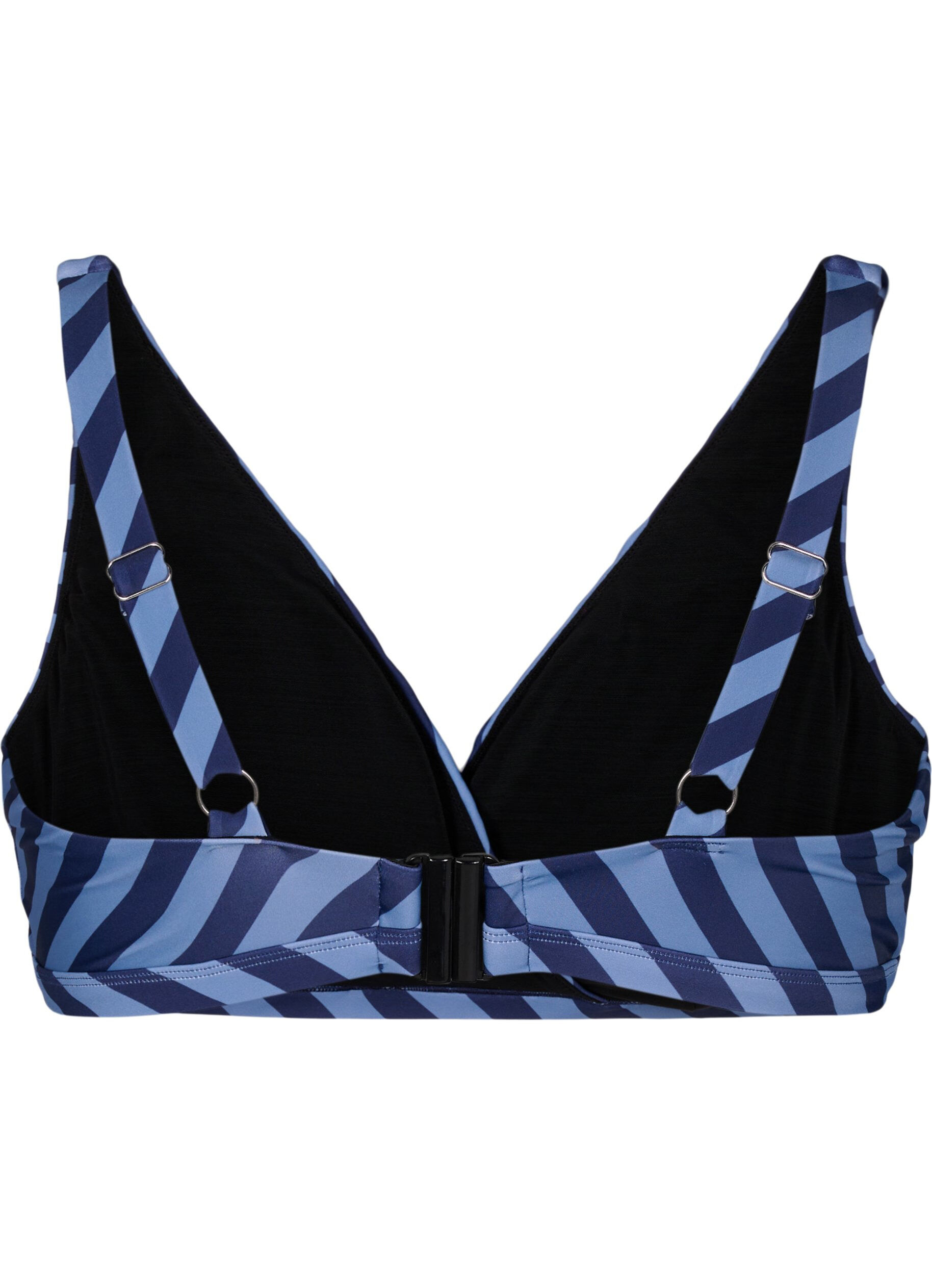 ZizziDriehoekige bikinitop met strepen en een wikkel detail, Blauw, Packshot image number 1