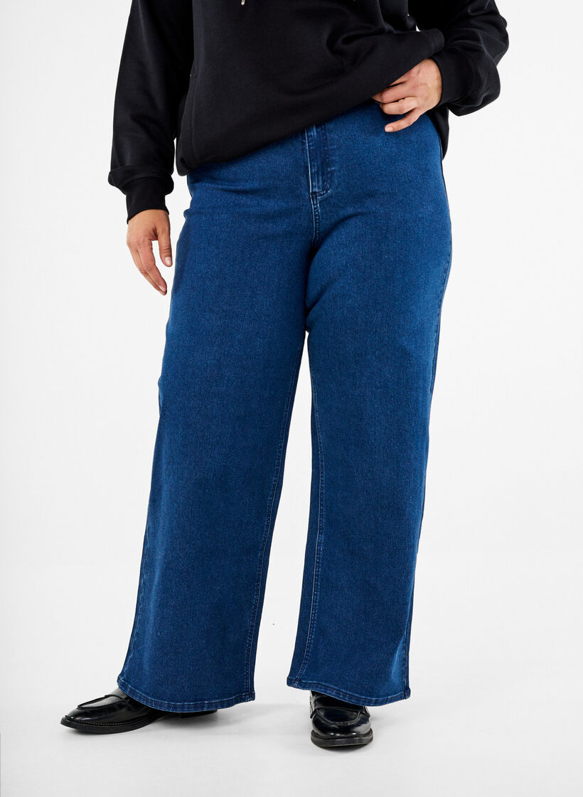 Jeans met wijde pijpen, Blauw, Model image number 2