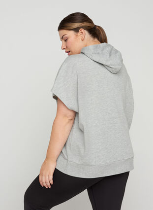 Sweatshirt met korte mouwen en ritssluiting, Light Grey Melange, Model image number 1