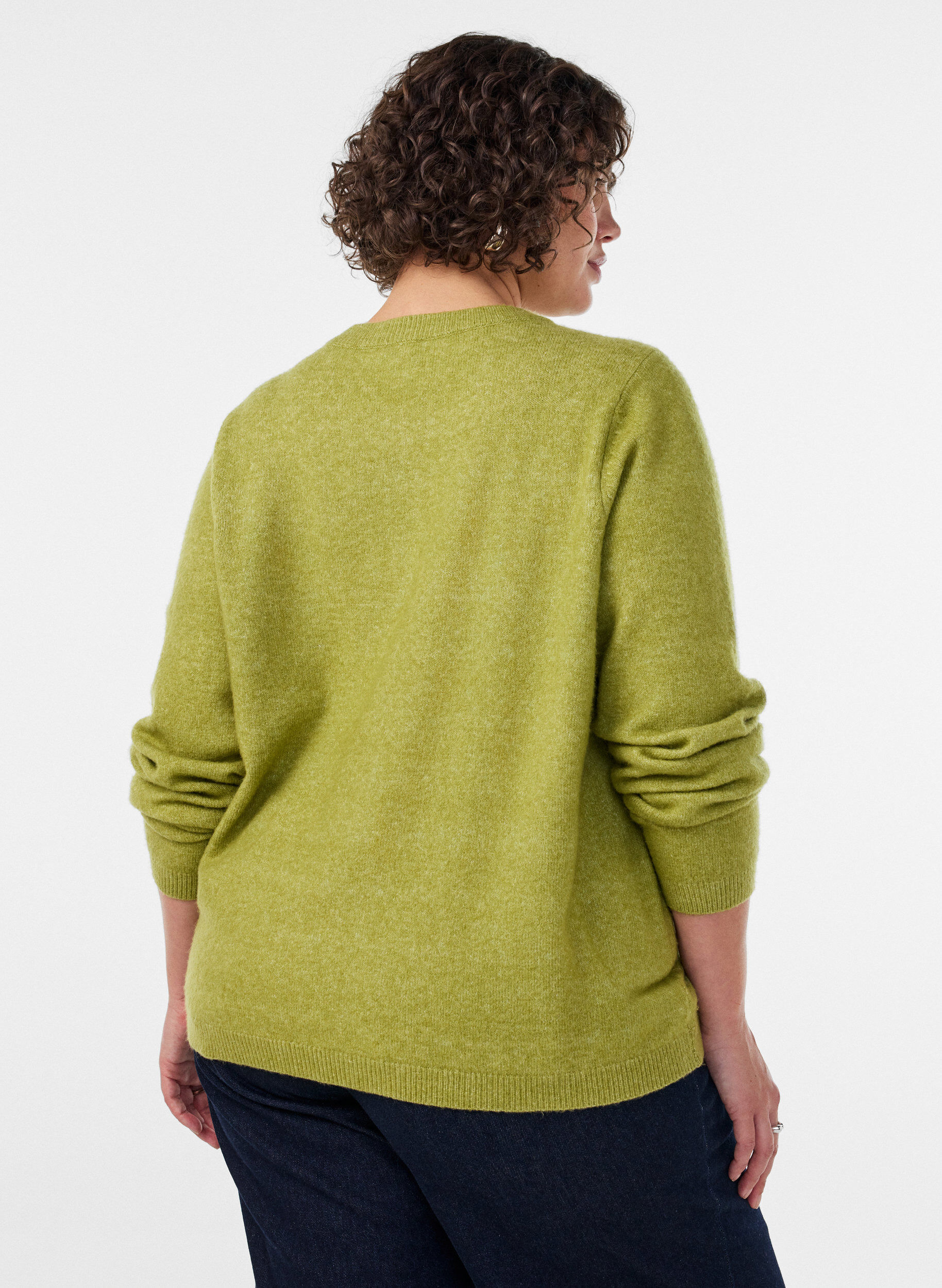 ZizziCardigan avec boutons et devant arrondi, Vert clair, Model image number 2