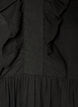 Mouwloze midi jurk in linnen en viscose met ruches, Zwart, Packshot image number 2
