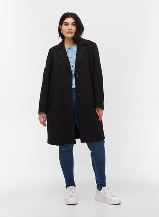 Manteau classique avec fermeture boutonnée, Black, Model image number 2