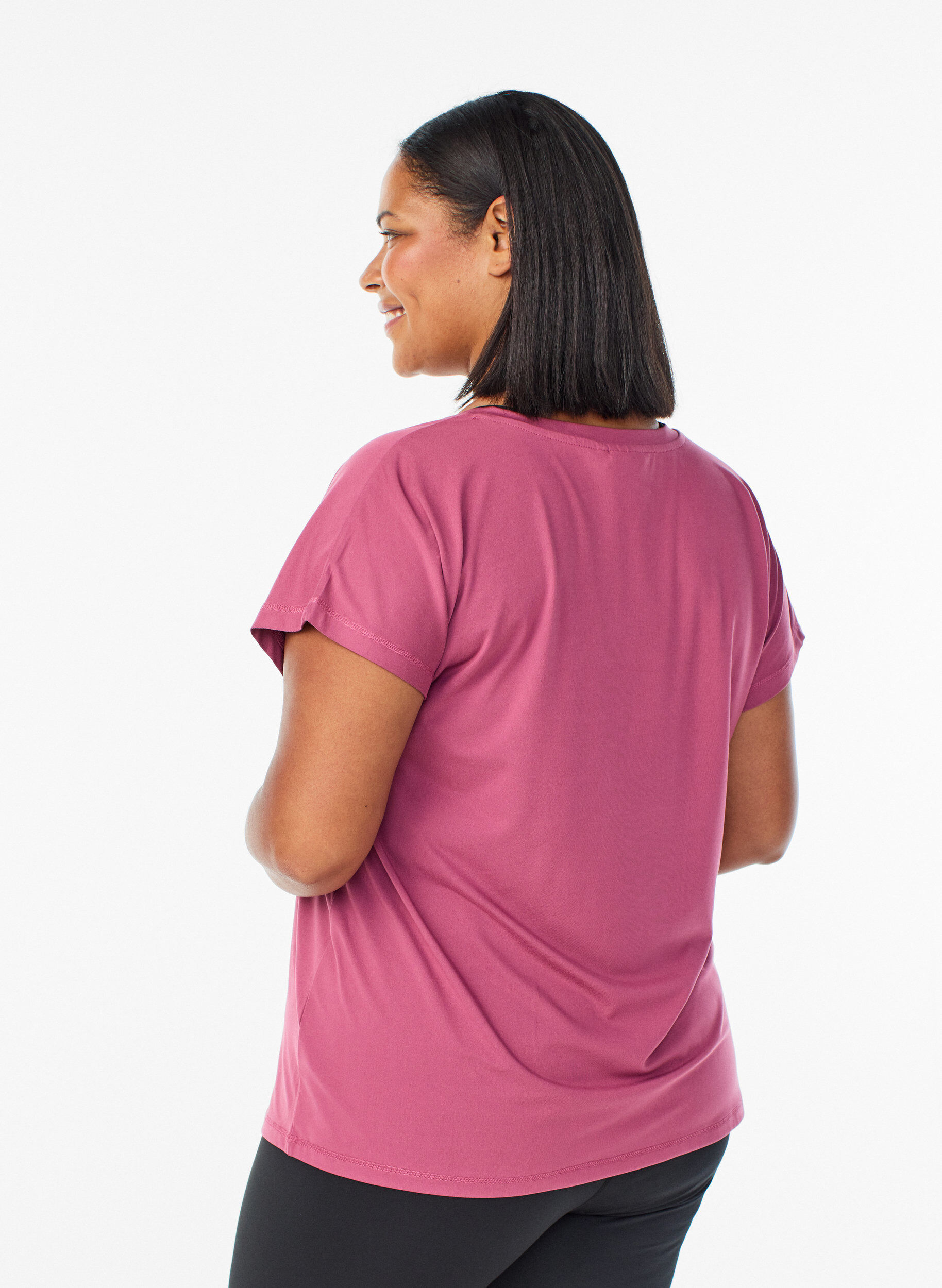 ZizziT-shirt de sport ample avec col en v, Bordeaux, Model image number 2