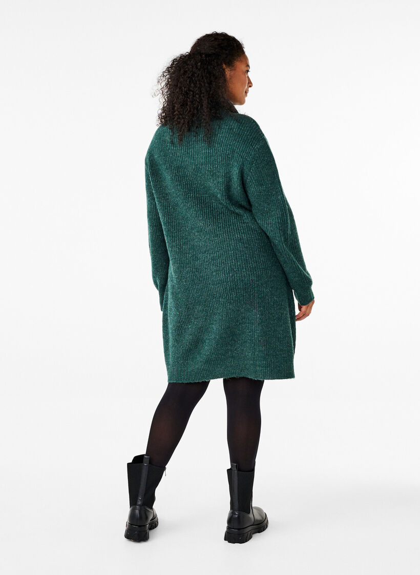 FLASH - Gebreide jurk met hoge nek, Sea Moss Mel., Model image number 1
