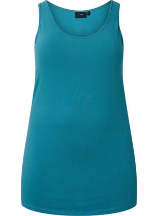 Top basique de couleur unie en coton, Brittany Blue, Packshot image number 0