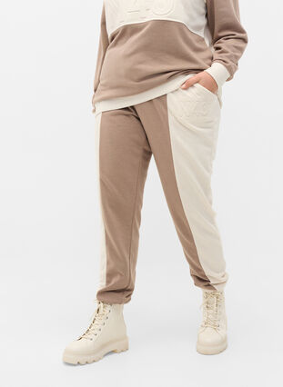 Pantalon de survêtement avec des bloques de couleurs, Timber Wolf/Birch, Model image number 3
