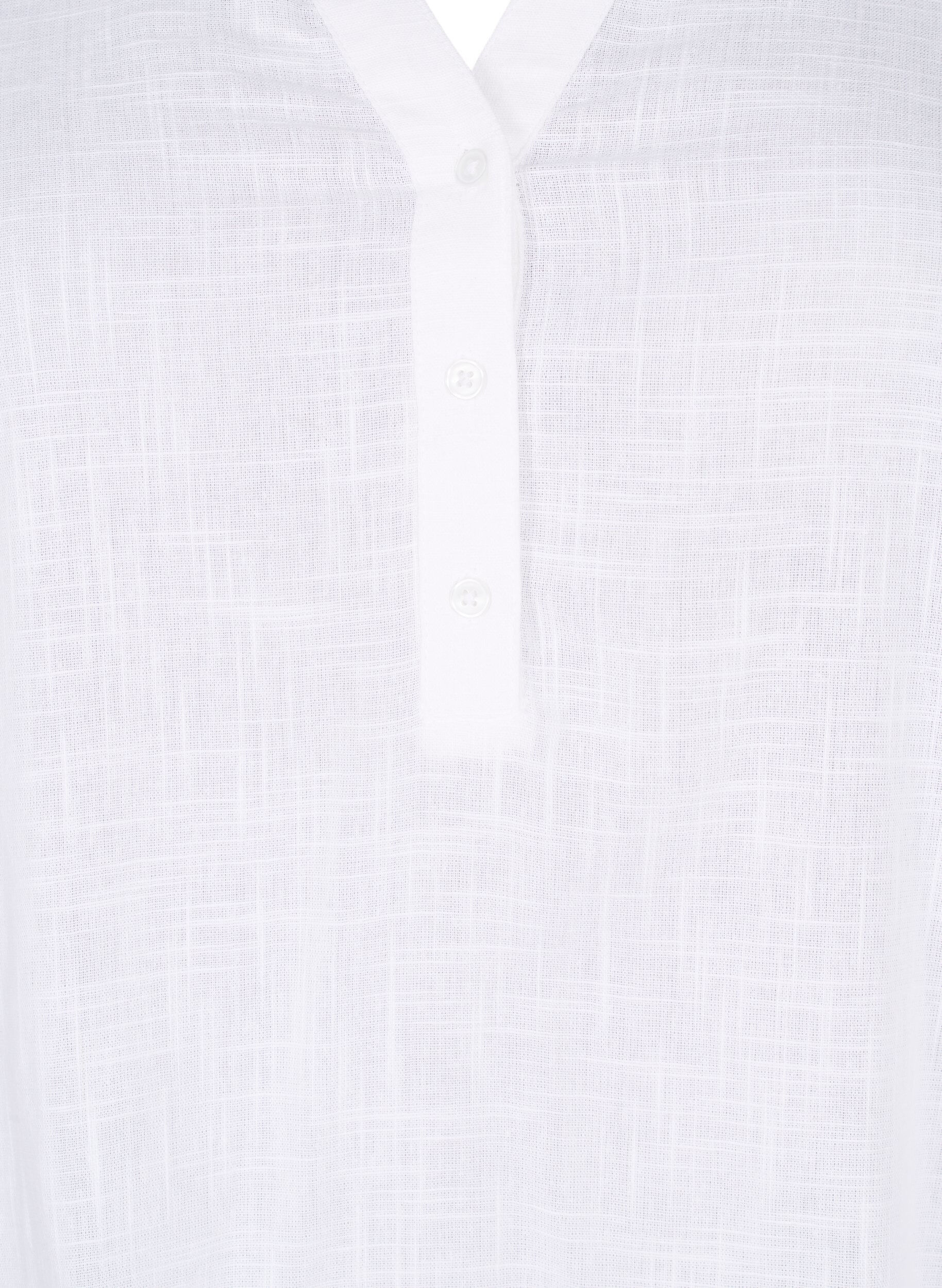ZizziBlouse van katoen met v-hals, Bright White, Packshot image number 2