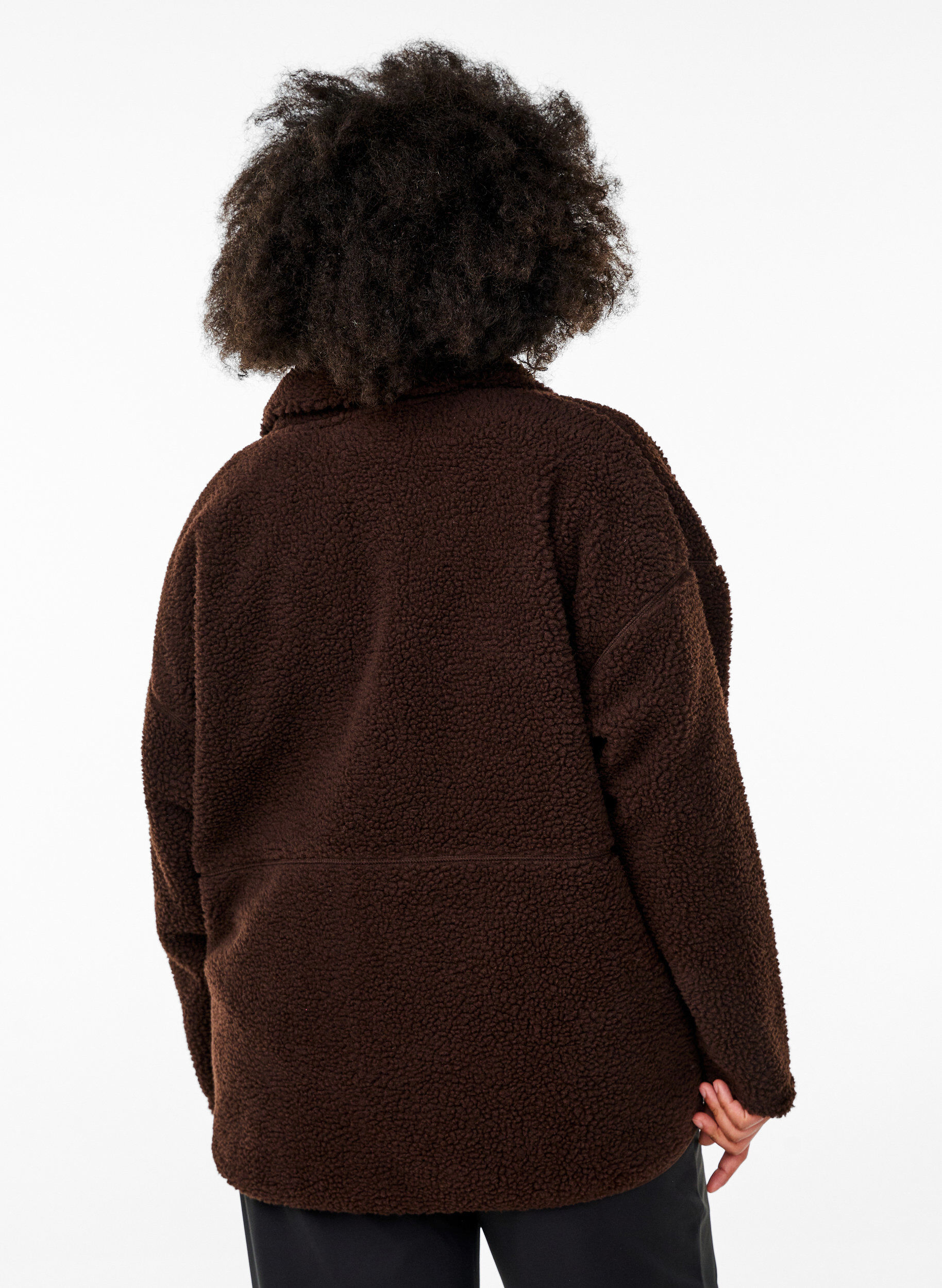 Zizzi Veste teddy sportive zipp&eacute;e, Marron, Model image number 2
