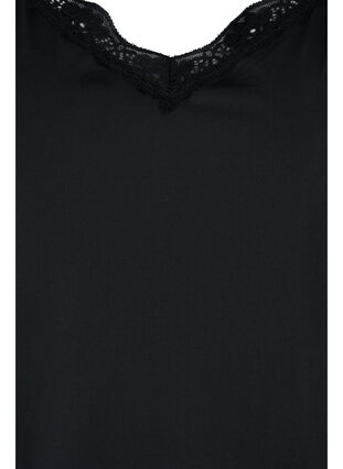 Pyjama top met kanten details, Black, Packshot image number 2