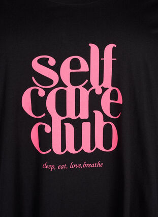 Chemise de nuit en coton à manches courtes, Black w. Self Care, Packshot image number 2