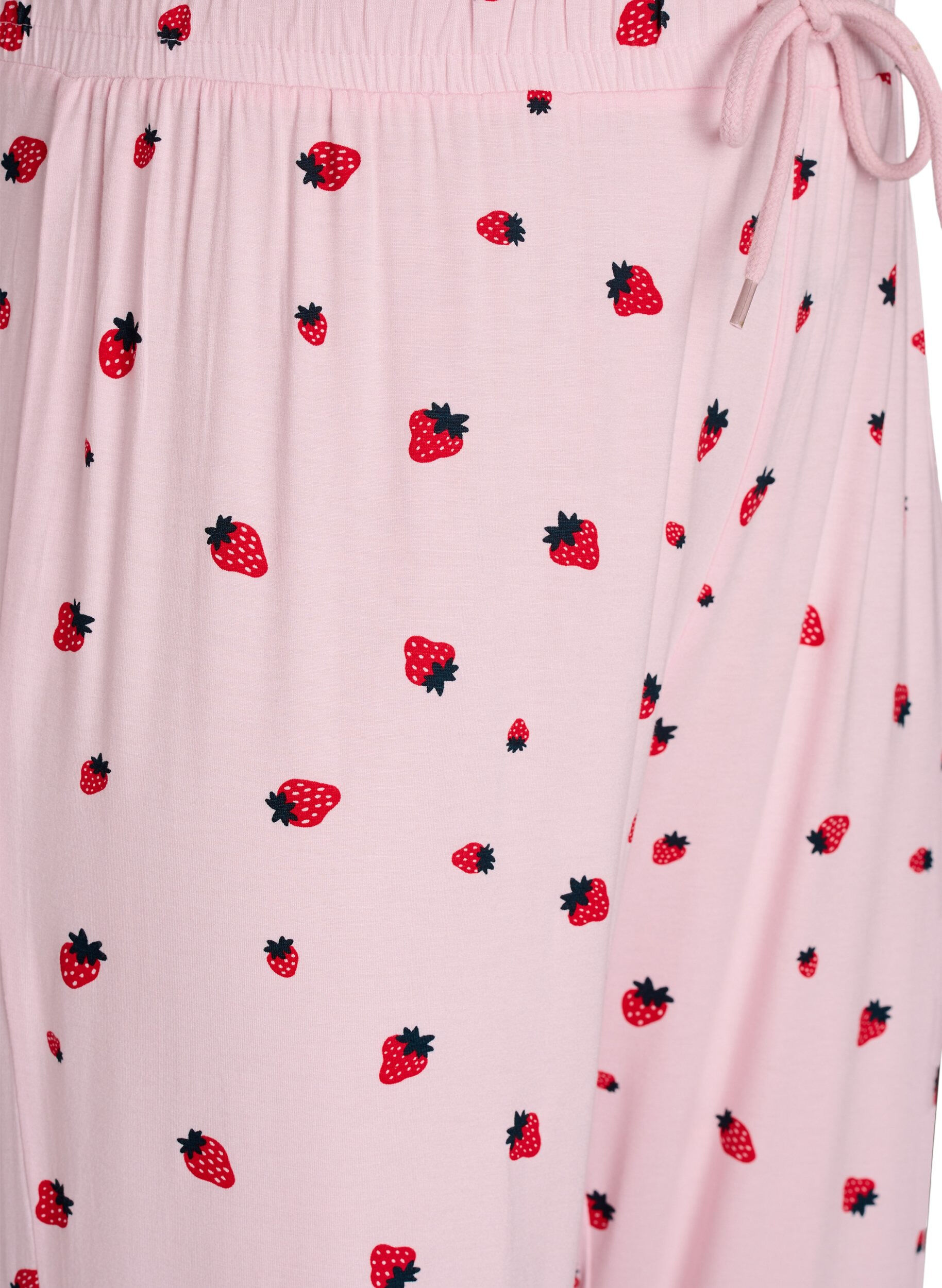 ZizziPantalon de pyjama en jersey doux avec taille haute et imprim&eacute; fruits, Rose, Packshot image number 2
