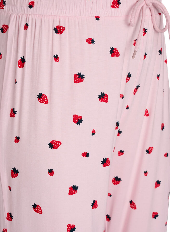 Pantalon de pyjama en jersey doux avec taille haute et imprim&eacute; fruits, Rose, Packshot image number 2
