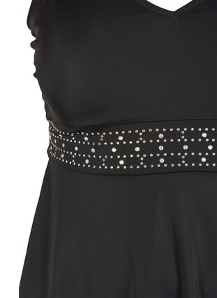 Tankini avec jupe et pierres décoratives, Black, Packshot image number 2