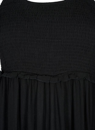 Viscose midi-jurk met smok, Black, Packshot image number 2