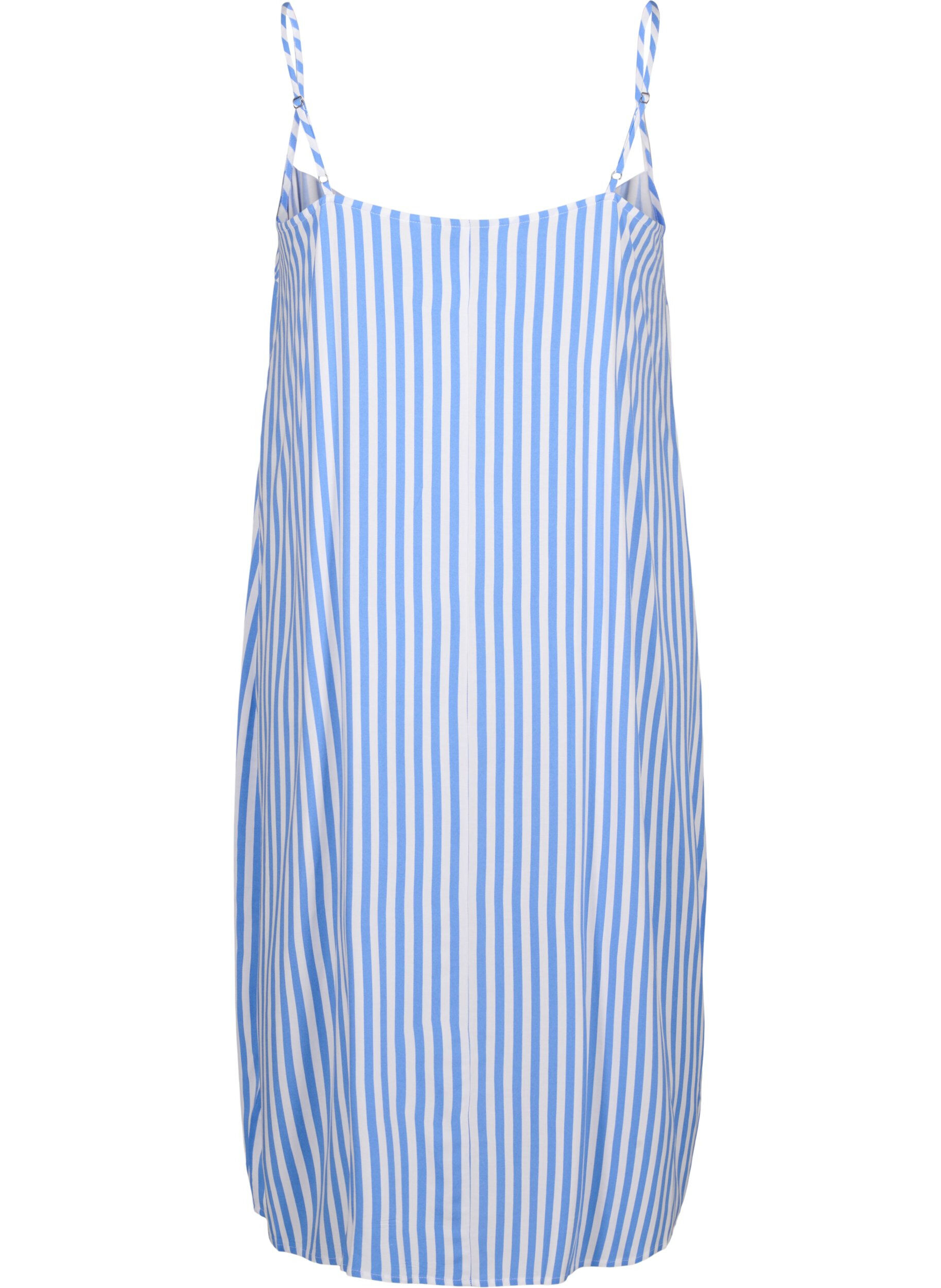 ZizziFLASH - Gestreepte bandjesjurk van viscose, L. Blue White Stripe, Packshot image number 1