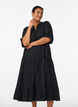 Robe midi coupe &eacute;vas&eacute;e en mousseline de coton, Noir, Model image number 0