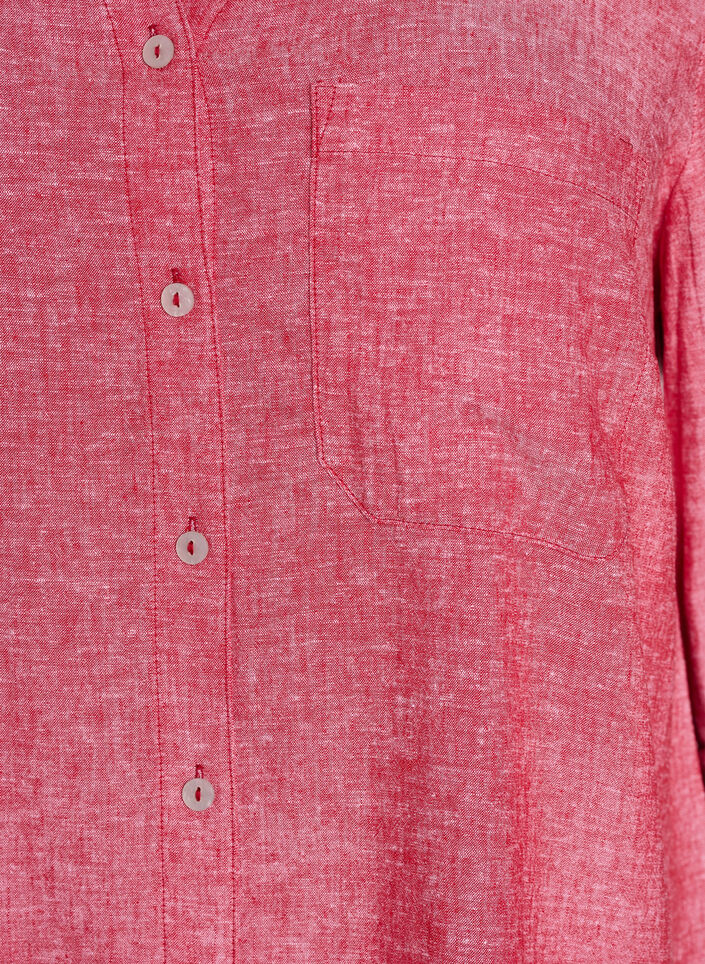 Linnen en viscose shirt met 3/4 mouwen, Rood, Packshot image number 2