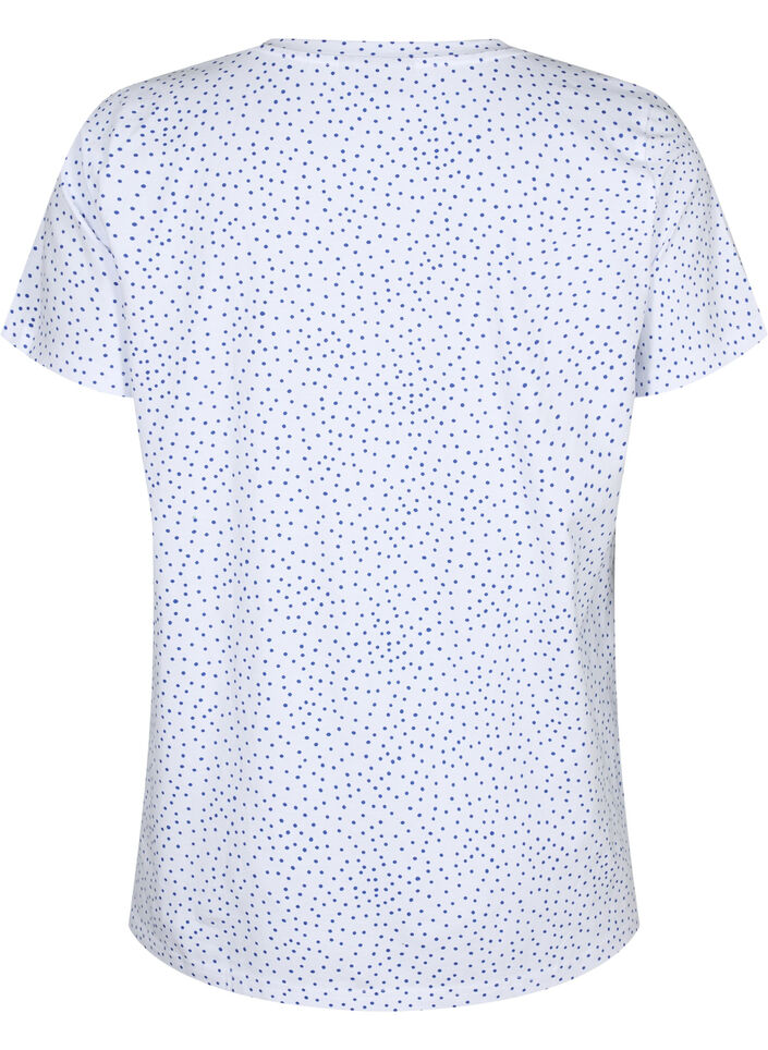 T-shirt en coton avec des points et un col en V, B.White/S.T.W Dot, Packshot image number 1