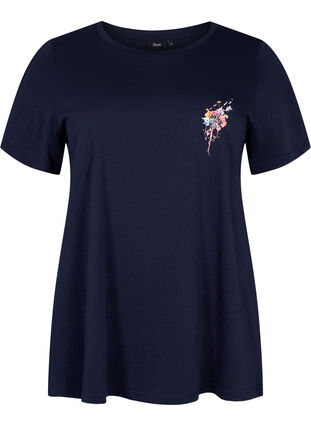 T-shirt en coton avec impression sur le devant, Night Sky FLOWER, Packshot image number 0