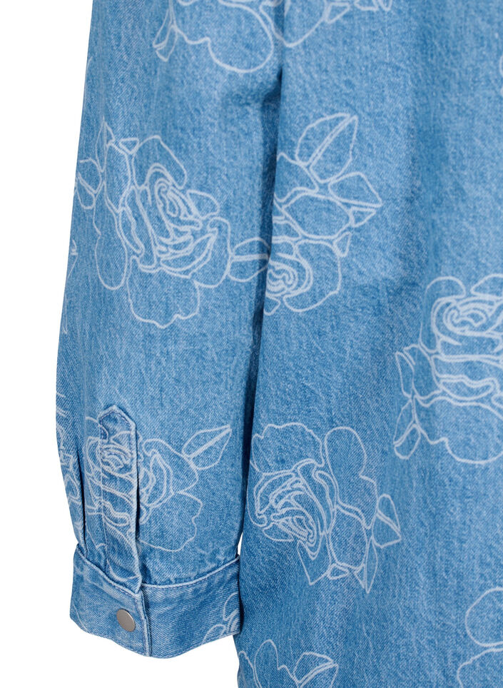 Denim jasje met bloemen, Light Blue Denim, Packshot image number 4