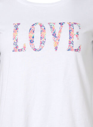 T-shirt en coton à col rond et imprimé, Bright White W. Love, Packshot image number 2