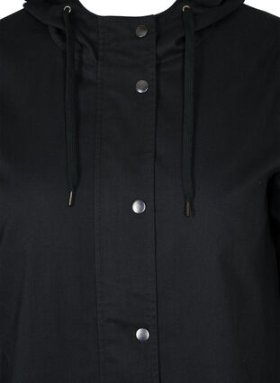 Veste Parka courte à capuche et bas ajustable, Black, Packshot image number 2