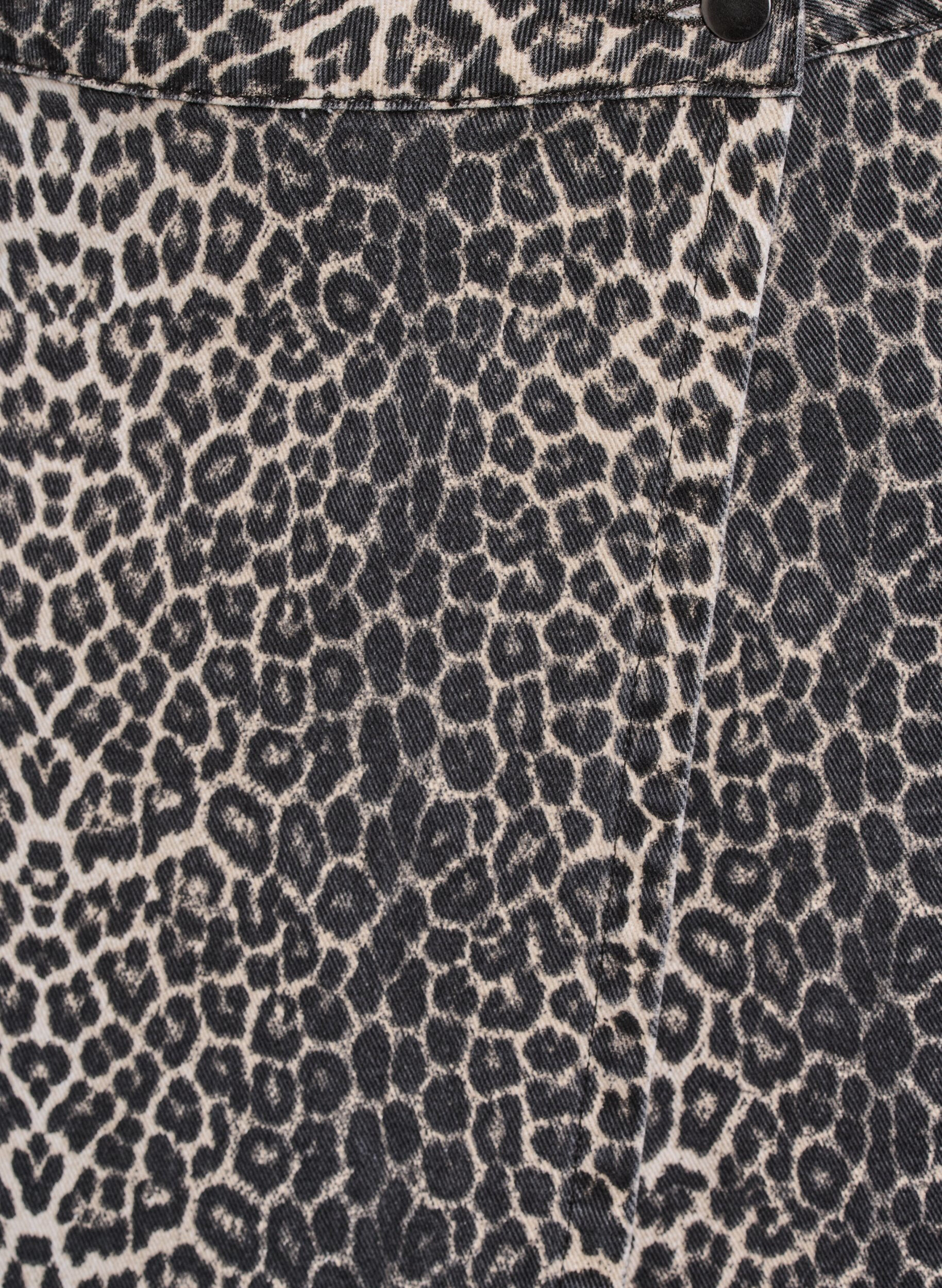 ZizziKorte denimrok met luipaardprint en een A-lijn vorm, Leopard, Packshot image number 2