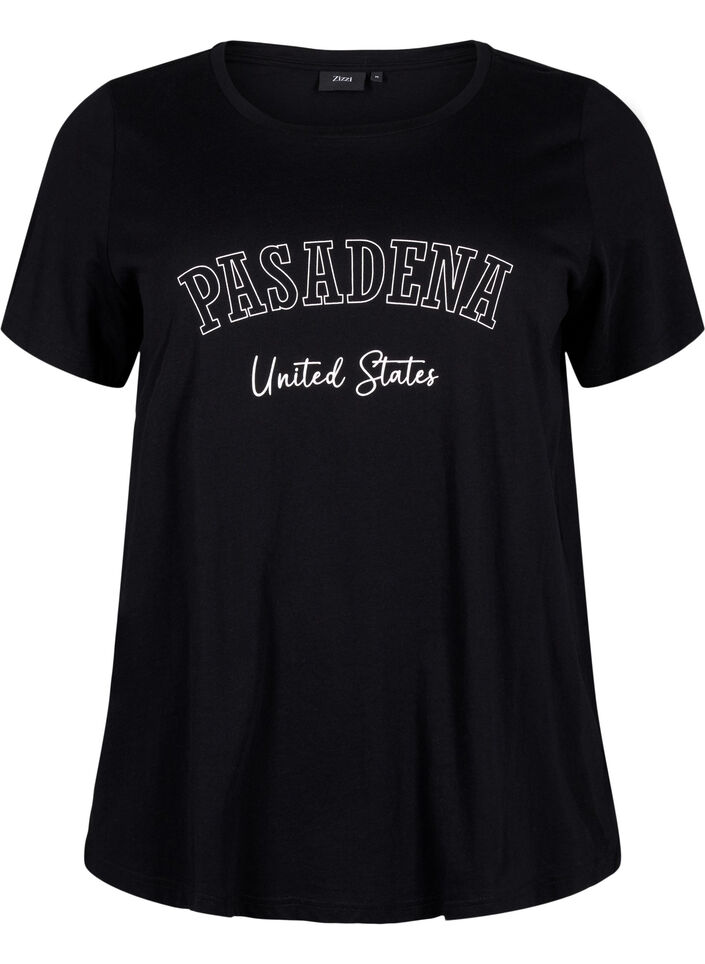 T-shirt en coton avec texte, Black W. Pasadena, Packshot image number 0