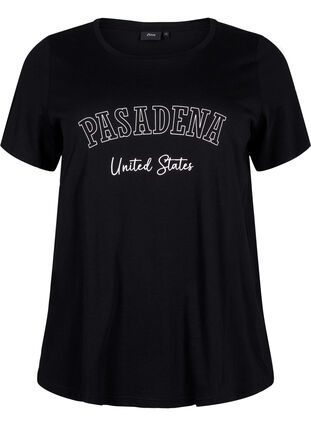 T-shirt en coton avec texte, Black W. Pasadena, Packshot image number 0