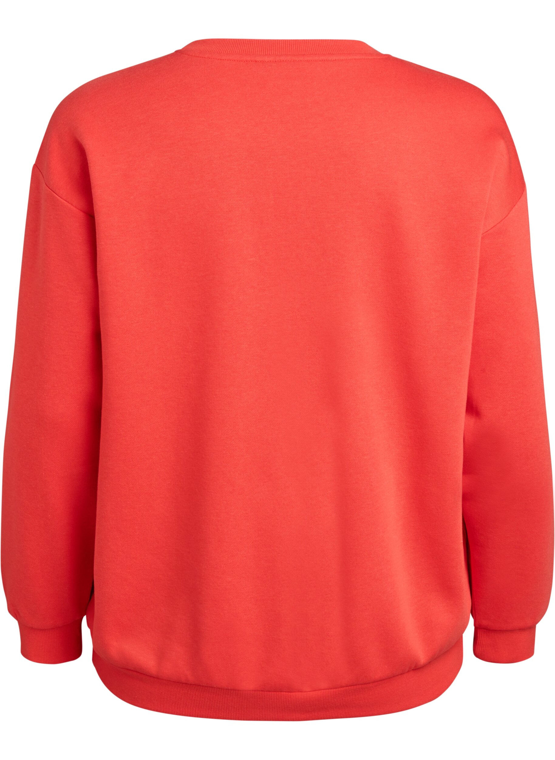 Zizzi Sweatshirt avec motif &agrave; l'avant, Rouge, Packshot image number 1