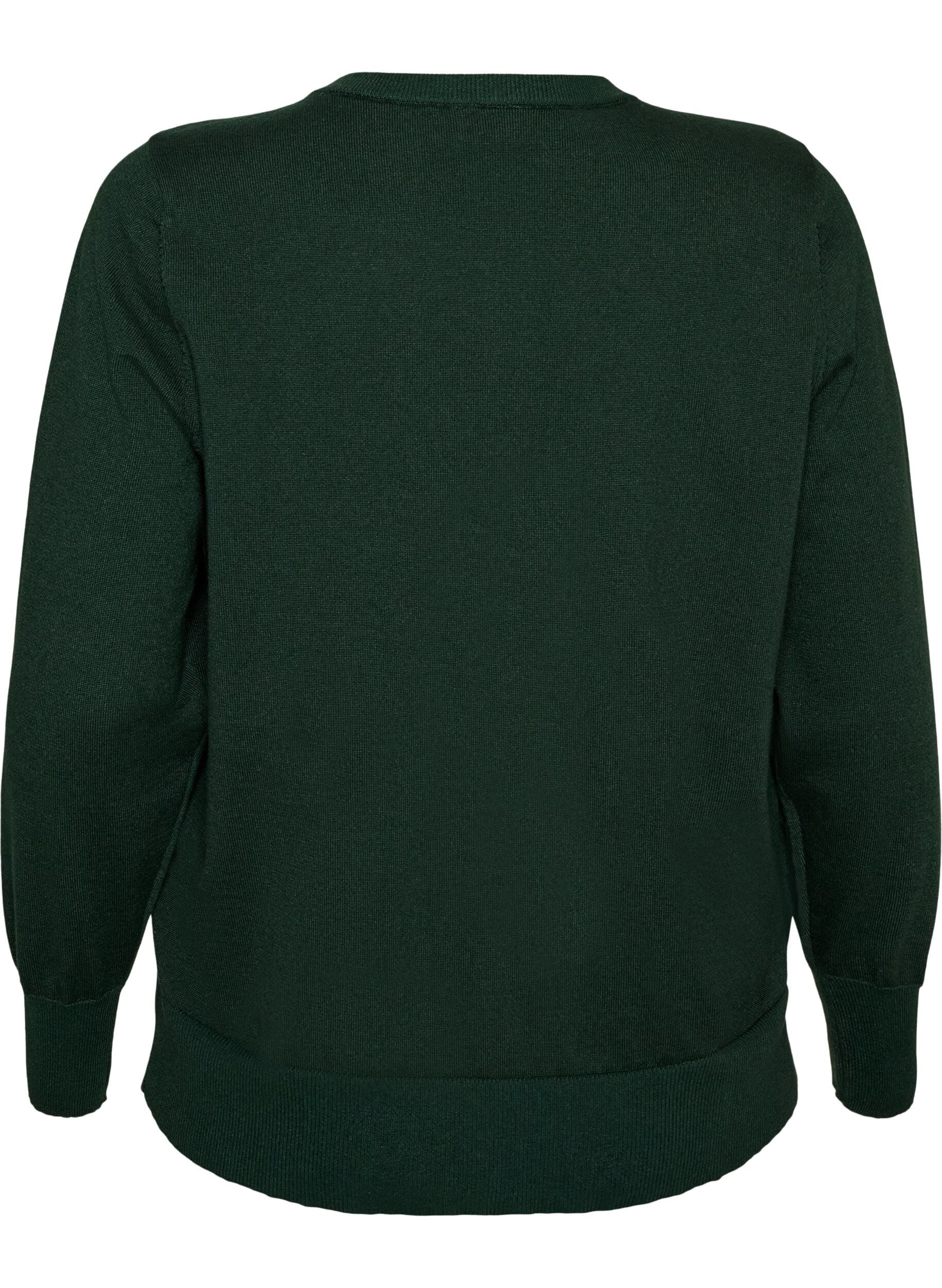 ZizziFijngebreide cardigan met ronde hals, Groen, Packshot image number 1