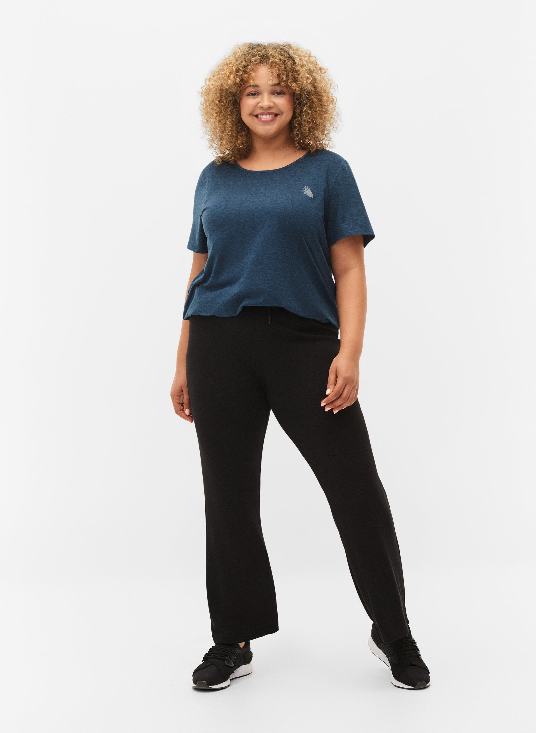 ZizziGem&ecirc;leerd sport t-shirt met ronde hals, Night Sky Mel., Model image number 2