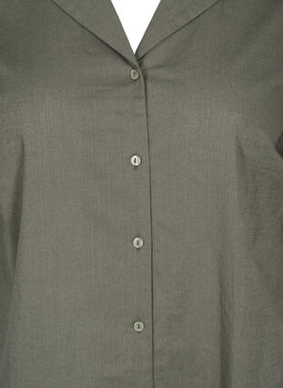 Lange katoenen blouse met korte mouwen, Dusty Olive, Packshot image number 2