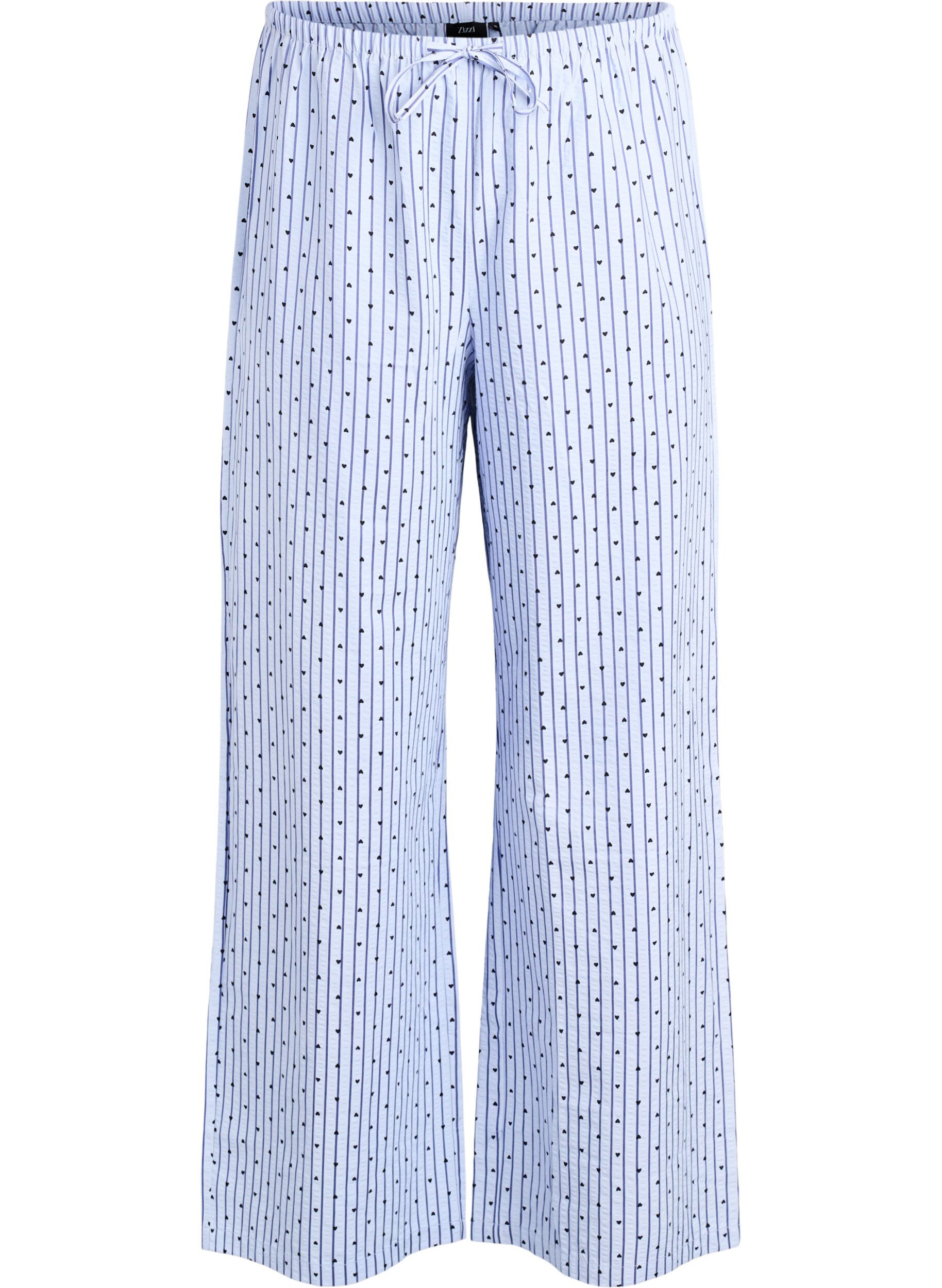ZizziLosse seersucker-pyjamabroek met hoge taille, Blauw, Packshot image number 0