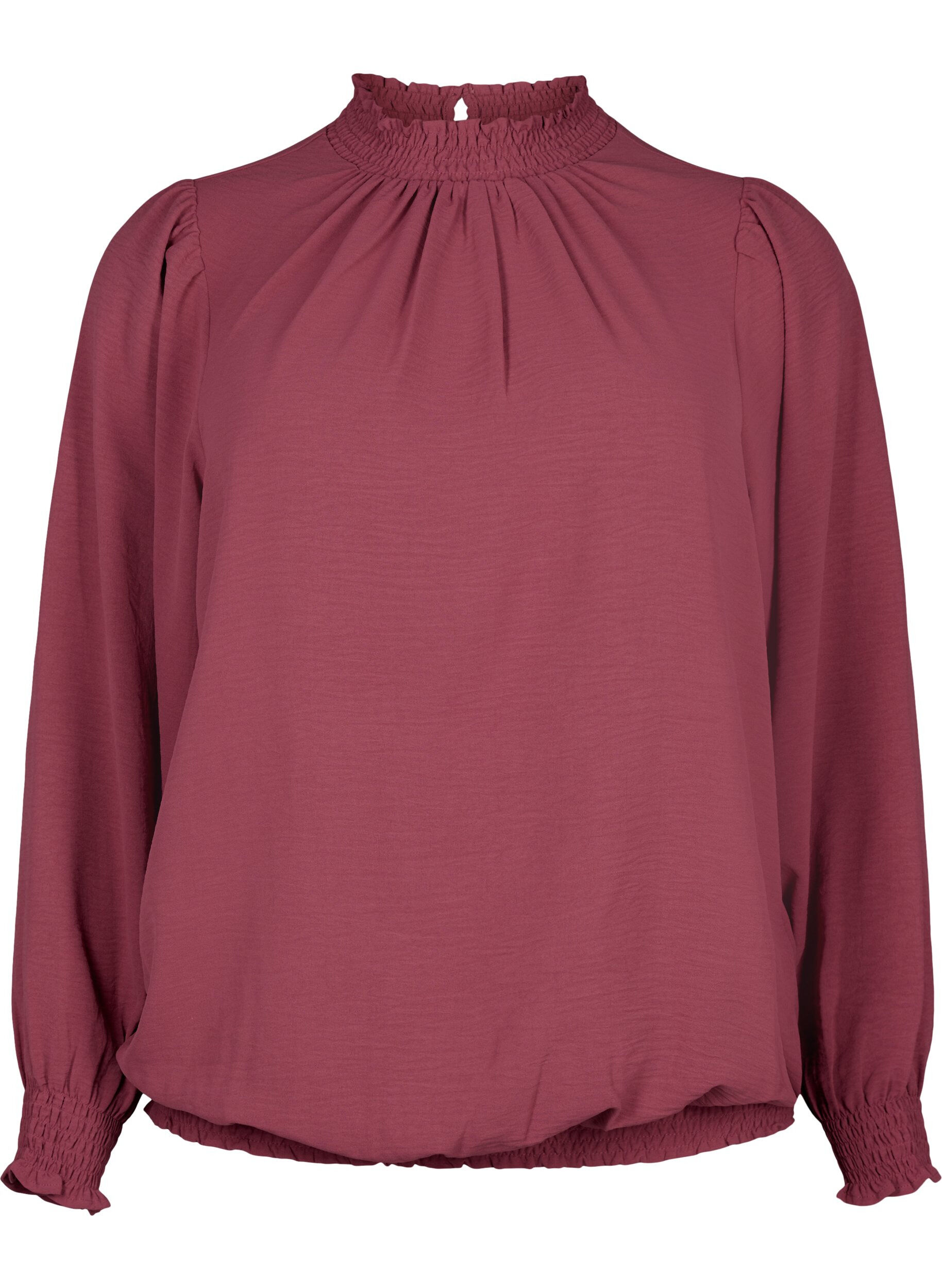 ZizziEffen smok blouse met lange mouwen, Dry Rose, Packshot image number 0