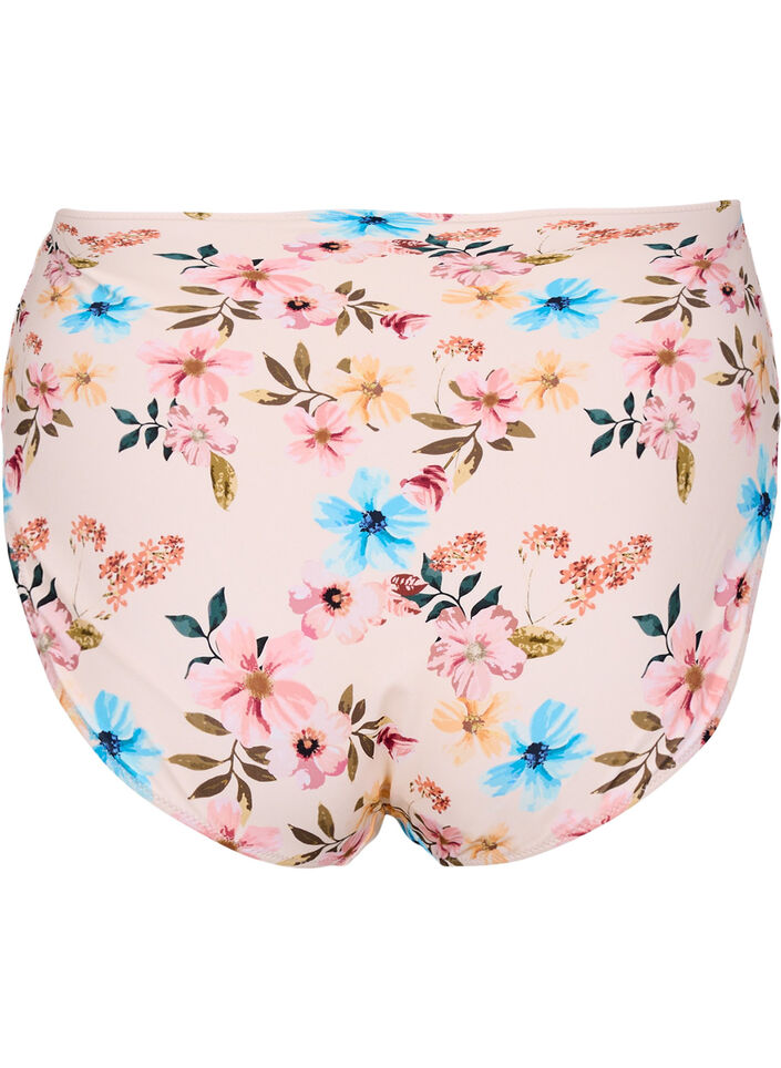 Extra high-waisted bikinibroekje met bloemenprint, Beige, Packshot image number 1