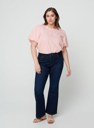 Geruite blouse met korte mouwen, As Sample, Model image number 2