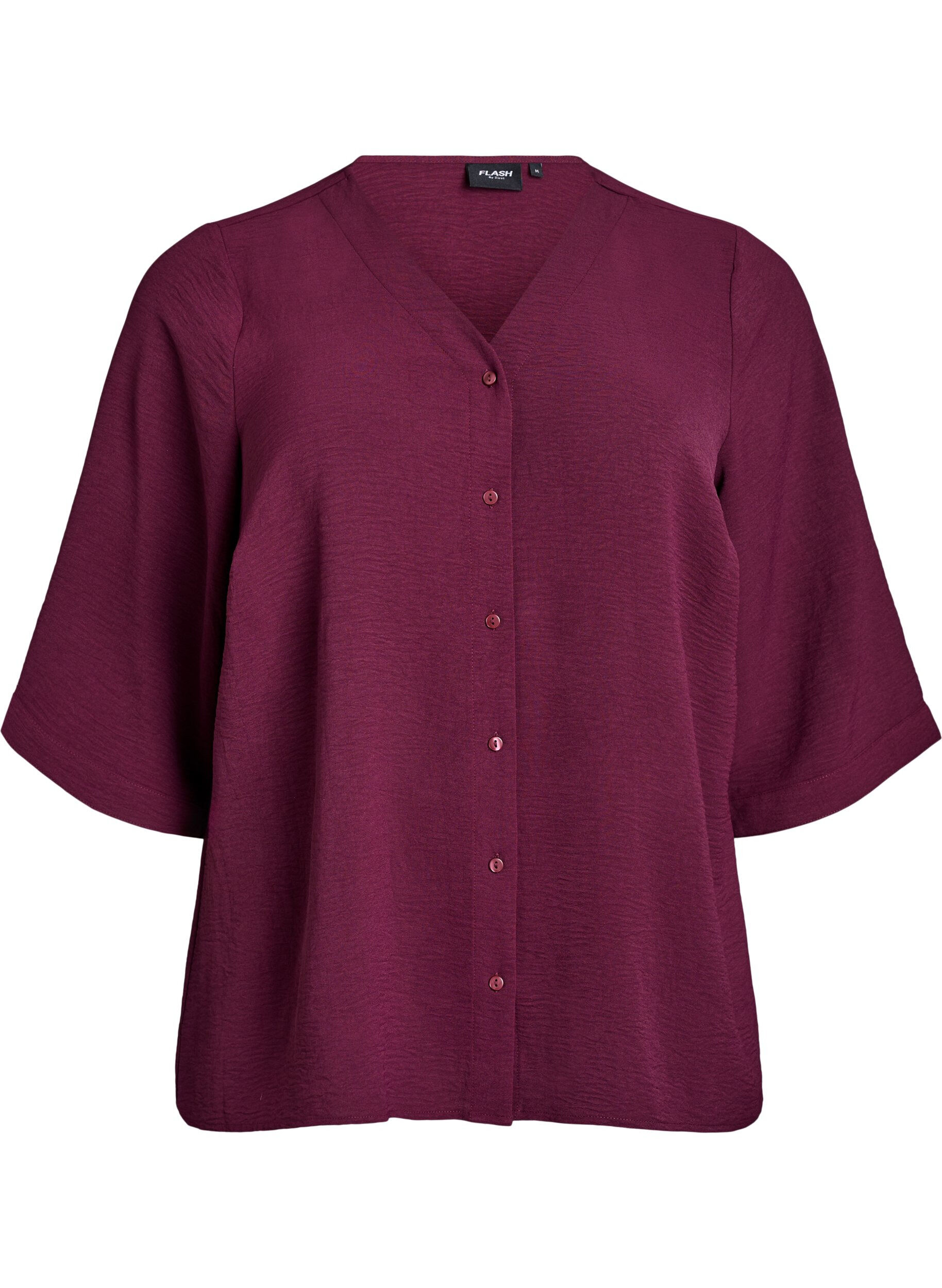 ZizziShirtblouse met V-hals en 3/4 mouwen, Rood, Packshot image number 0