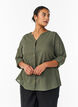 Chemisier en coton avec col en V, Vert, Model image number 0