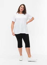 FLASH - denim capri broek met hoge taille en slanke pasvorm, Black, Model
