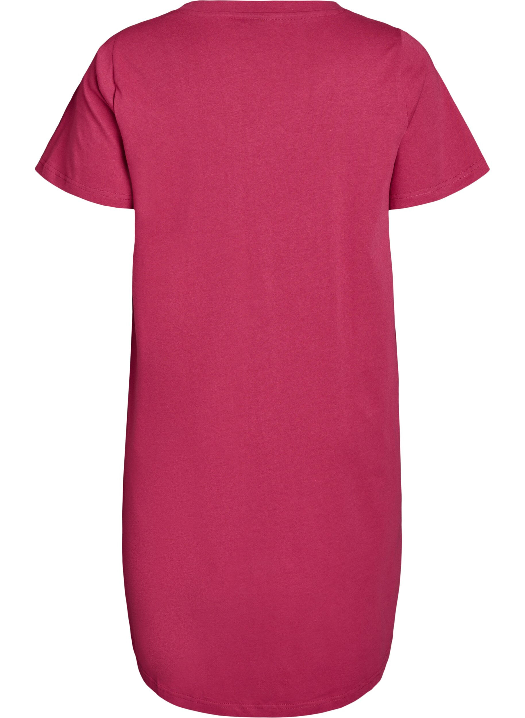 ZizziChemise de nuit en coton biologique et &agrave; col en V, Bordeaux, Packshot image number 1