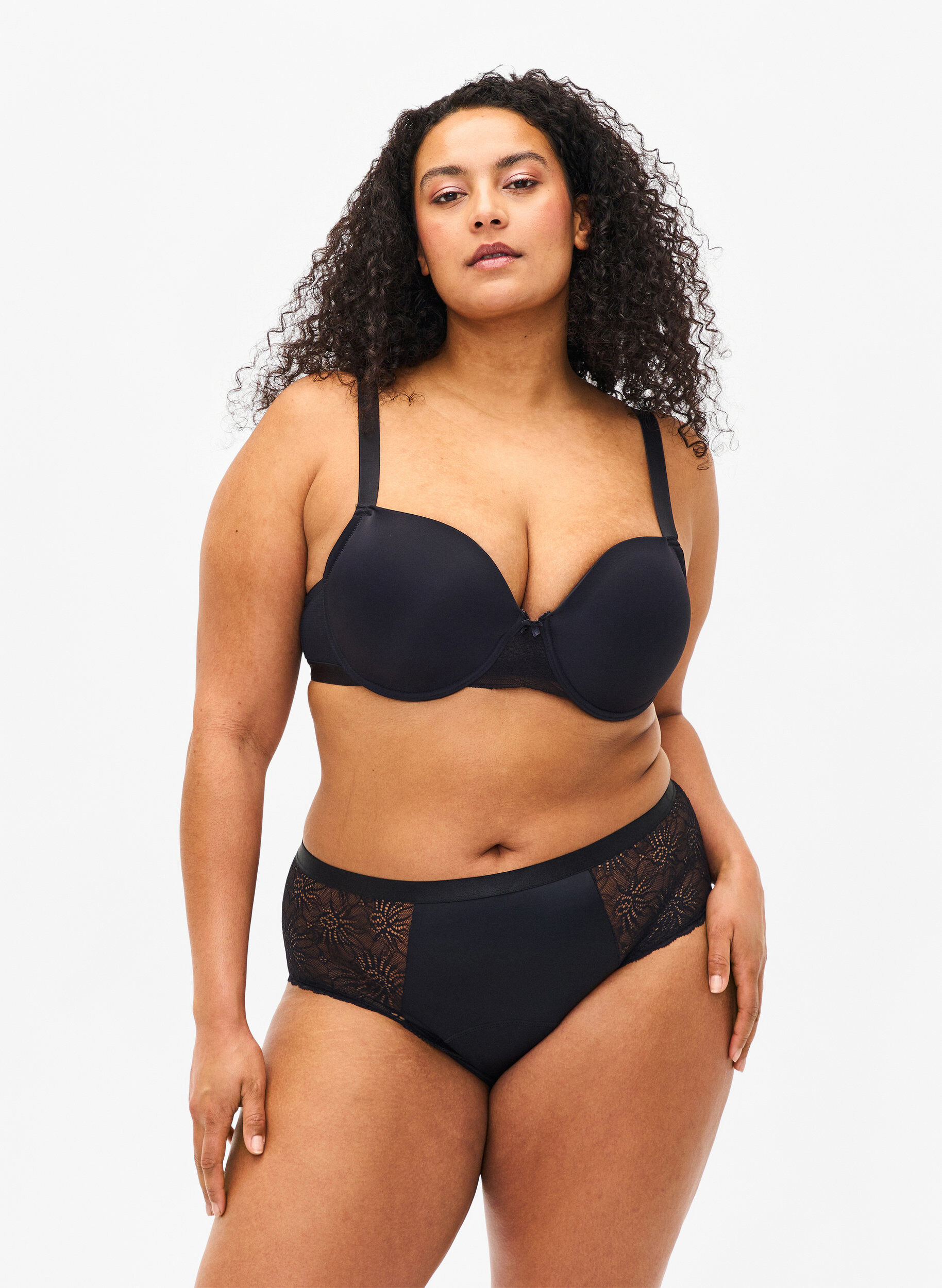 ZizziHipster menstruatie slipje met kant, Black, Model image number 0